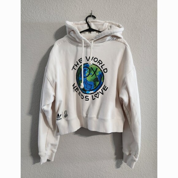 Adidas Originals x Andre Saraiva “The World Needs Love” Cropped Cotton Hoodie XS - Picture 2 of 6